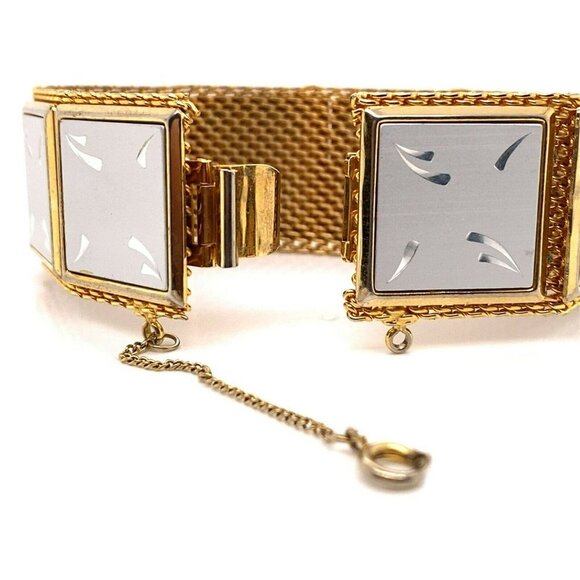 Estate‎ Costume Gold & Silver Tone Mesh Panel 7” Bracelet! 10 - Picture 3 of 5